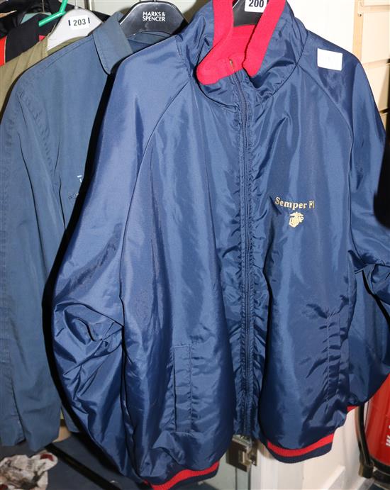 A US Marine Corps bomber jacket and a US Naval blue deck jacket